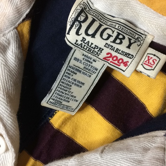 RARE Vintage Rugby Ralph Lauren Fitted patchwork Rugby Shirt - Picture 3 of 6